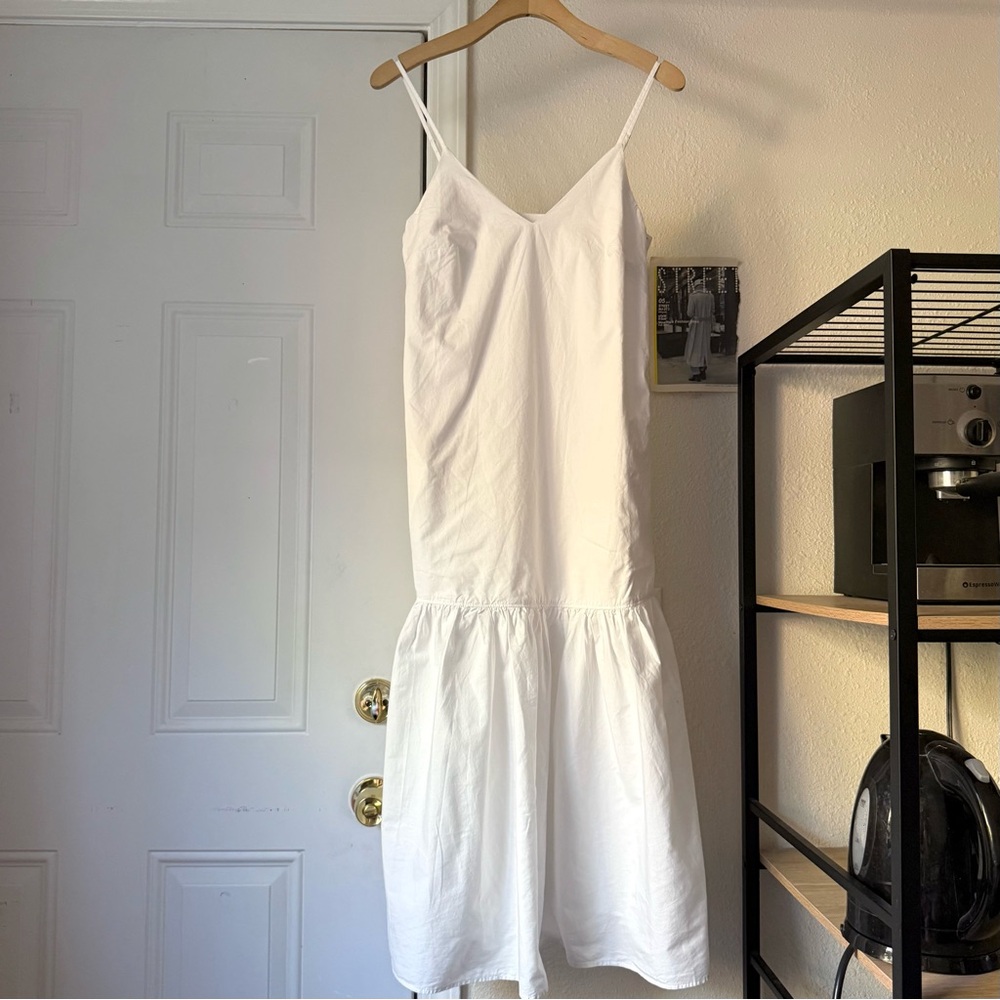 NWT ONE WEDNESDAY white cotton ruffle hem sleeveless‎ midi dress